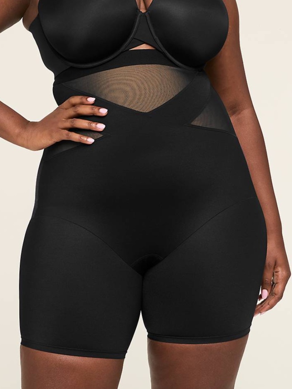 Cacique - Firm Contouring High-Waist Black Thigh Shaper Shapewear - 18/20 2X